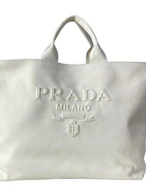 PRADA drill (tool) 2VG081 White Canvas - Tote Bag